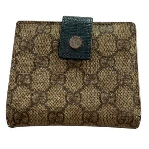 Gucci Blue and Brown Canvas Coated Folding Wallet